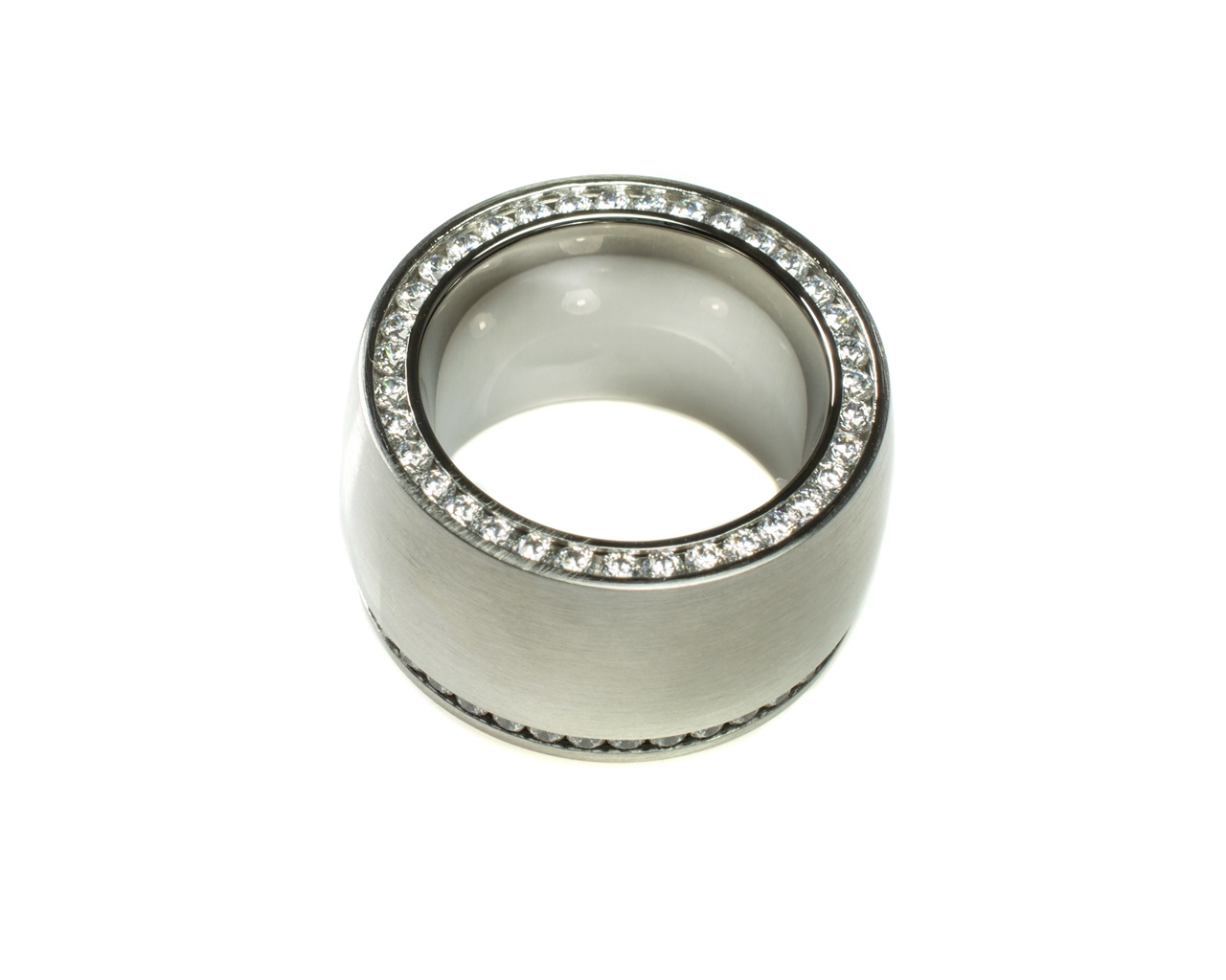 Edelstahl Ring Mit Zirkonia Matt 